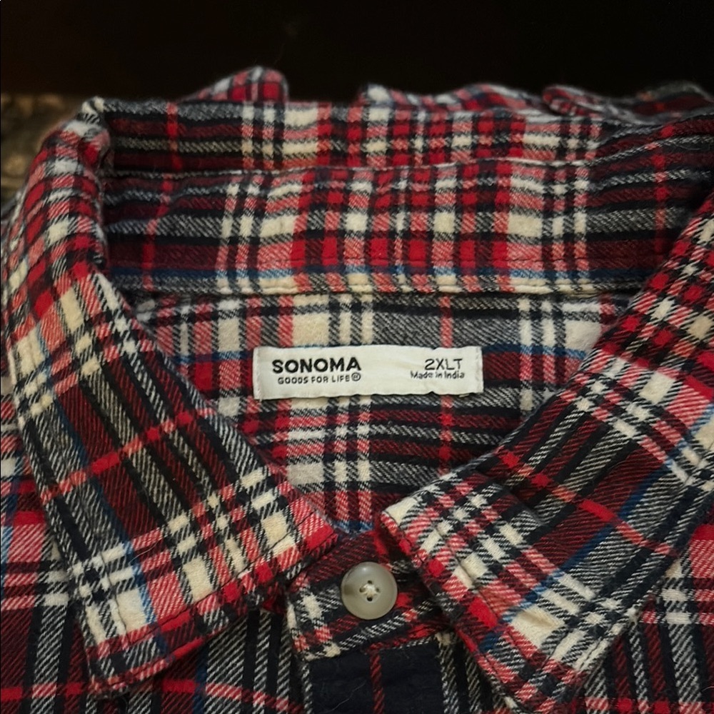 Kohl's Red and White Casual Button Down Shirt